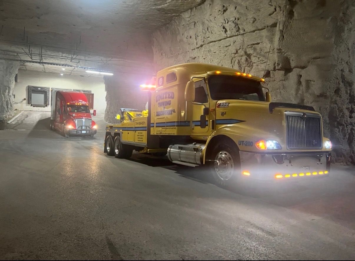 Towing inside an underground warehouse